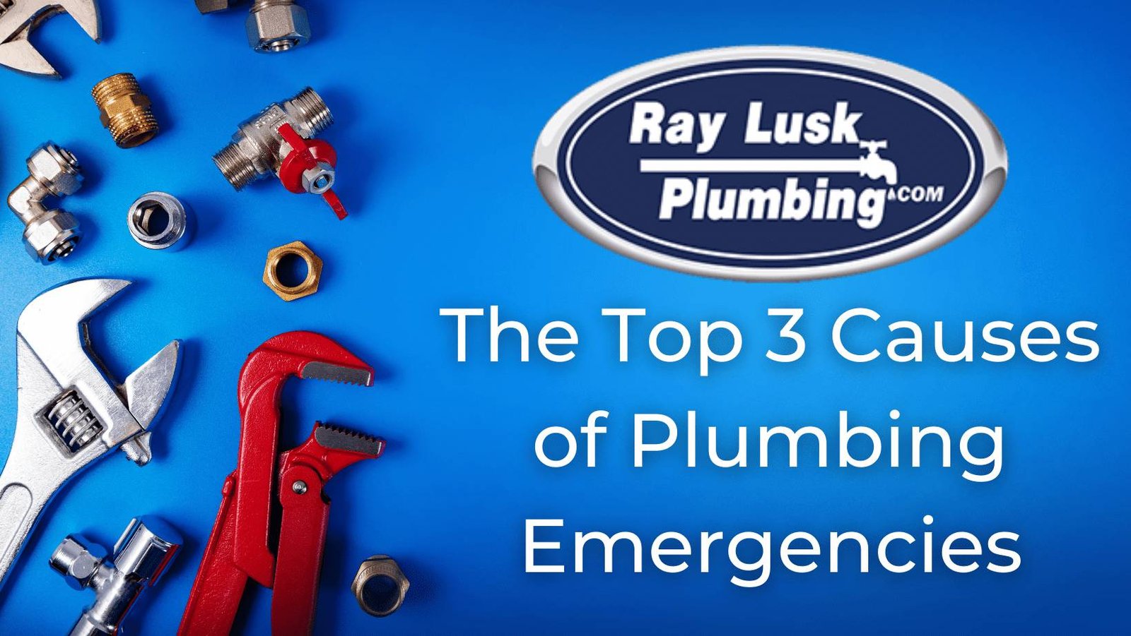 Image text reads: The Top 3 Causes of Plumbing Emergencies